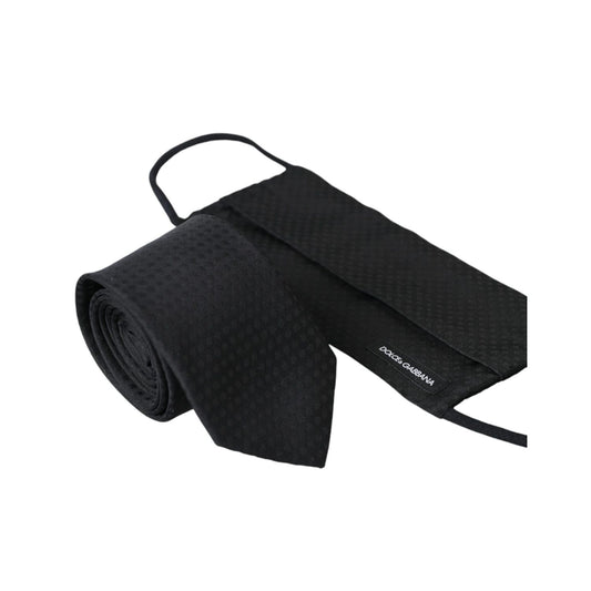 Dolce & Gabbana Black 100% Silk Adjustable Necktie Face Mask