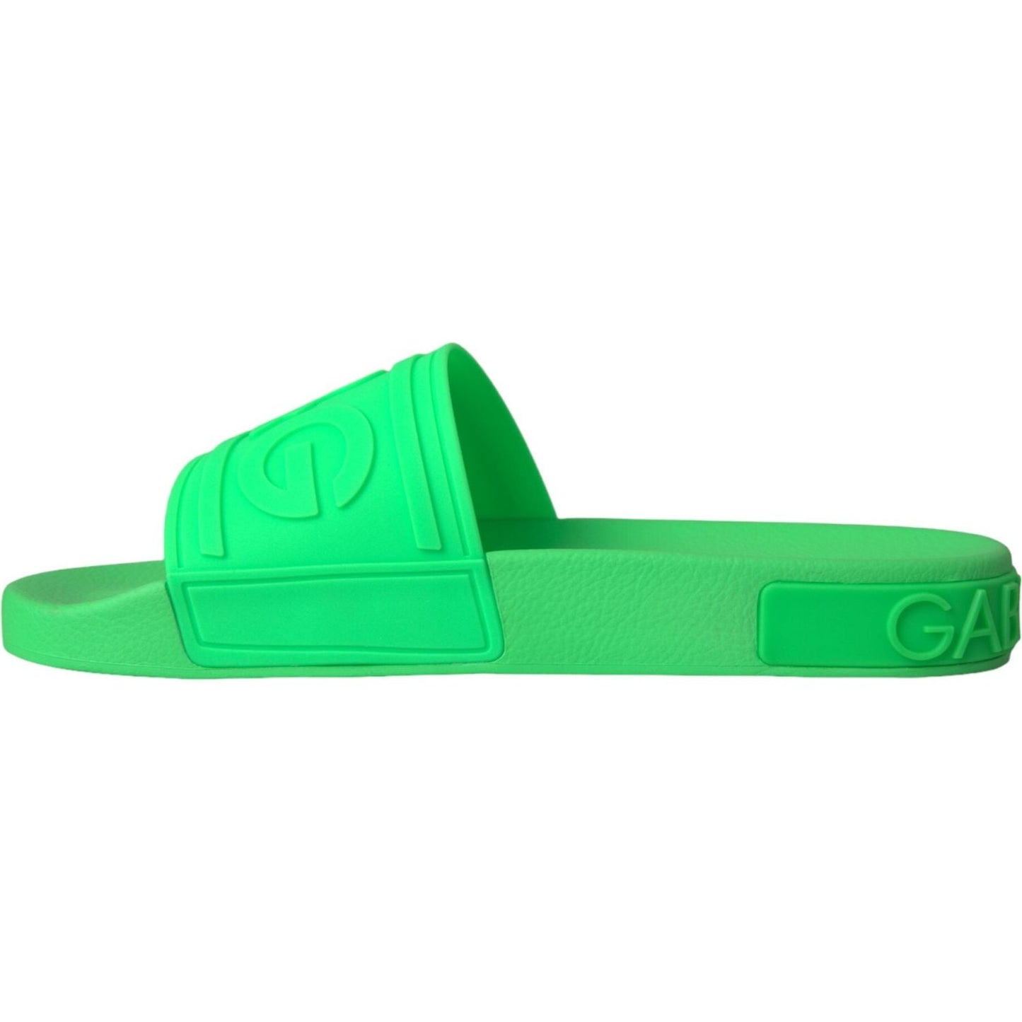 Dolce & Gabbana Green Leather Slides Sandals Beachwear Shoes MV5693-42