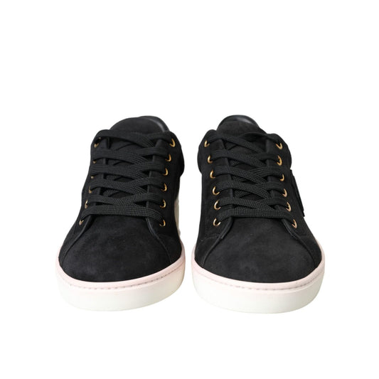 Dolce & Gabbana Black Suede Leather Men Low Top Sneakers Men Shoes