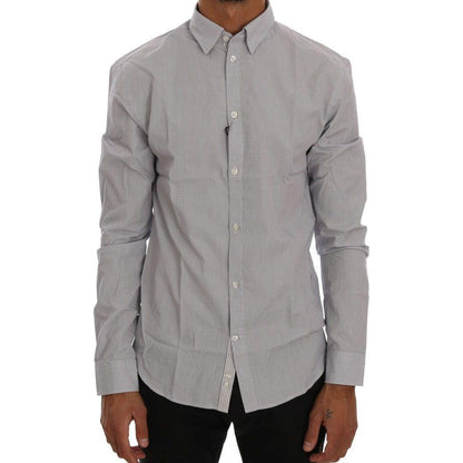 Frankie Morello White Blue Check Casual Cotton Regular Fit Shirt