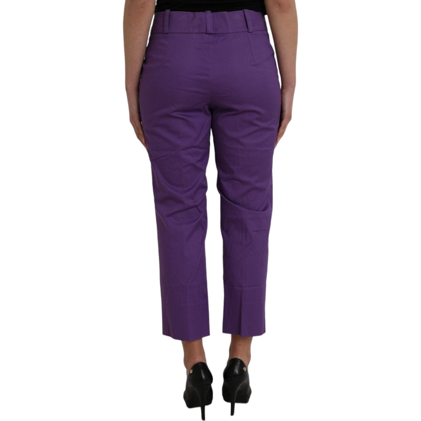 BENCIVENGA Purple Cotton MidWaist Straight Cropped Pants PAN74065-48