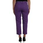 BENCIVENGA Purple Cotton MidWaist Straight Cropped Pants PAN74065-48