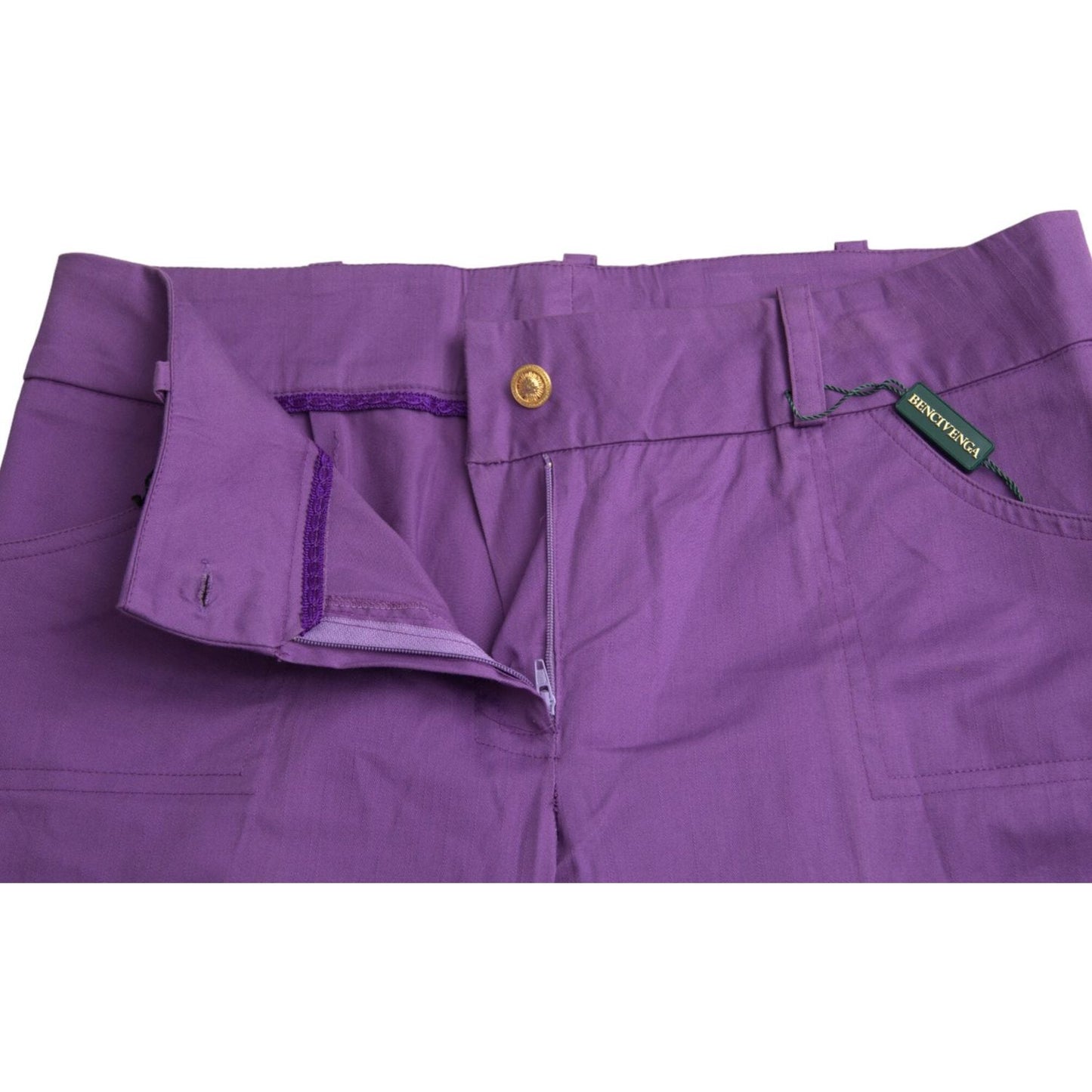 BENCIVENGA Purple Cotton MidWaist Straight Cropped Pants PAN74065-48