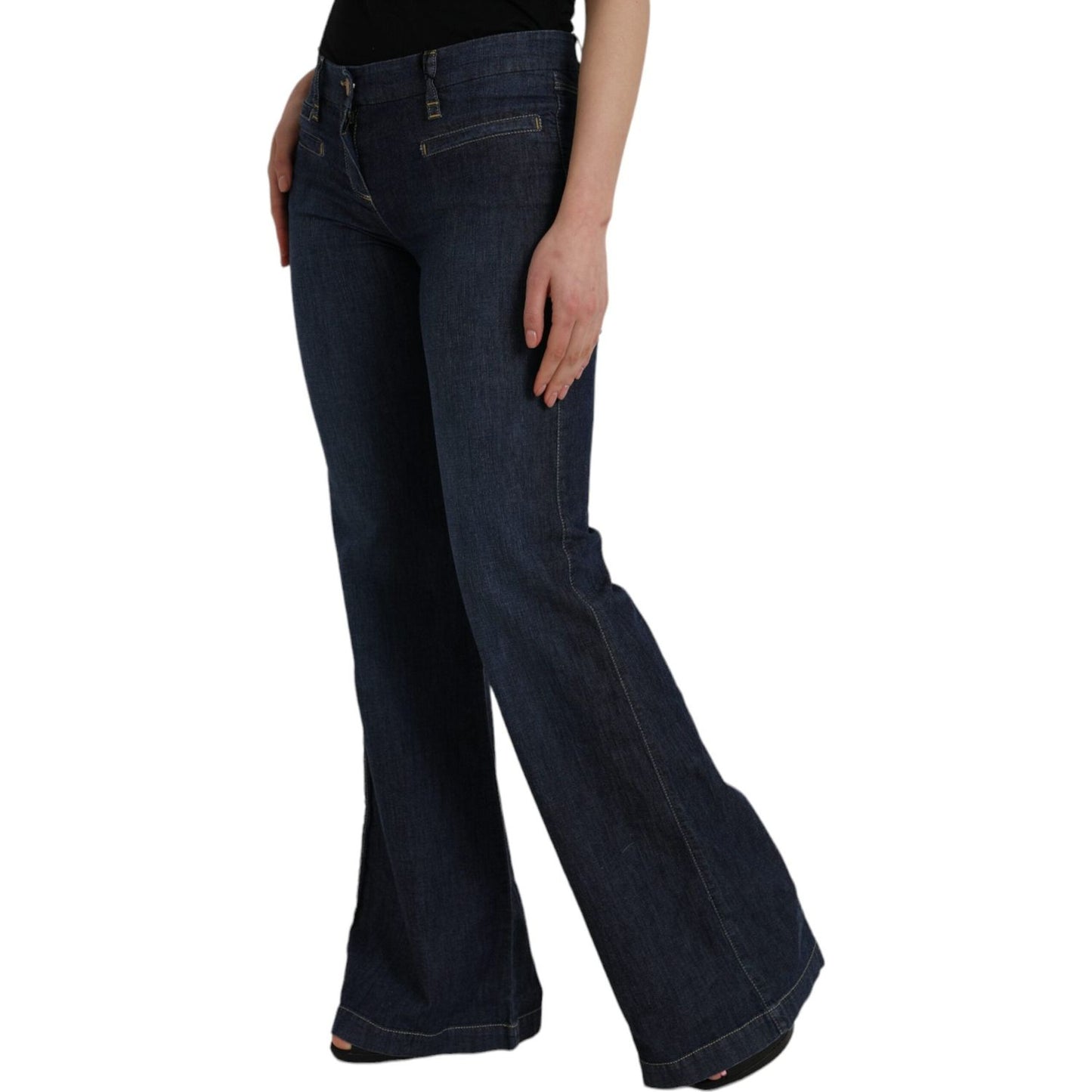 PLEIN SUD Dark Blue Cotton Bootcut Denim Jeans PAN74365-46
