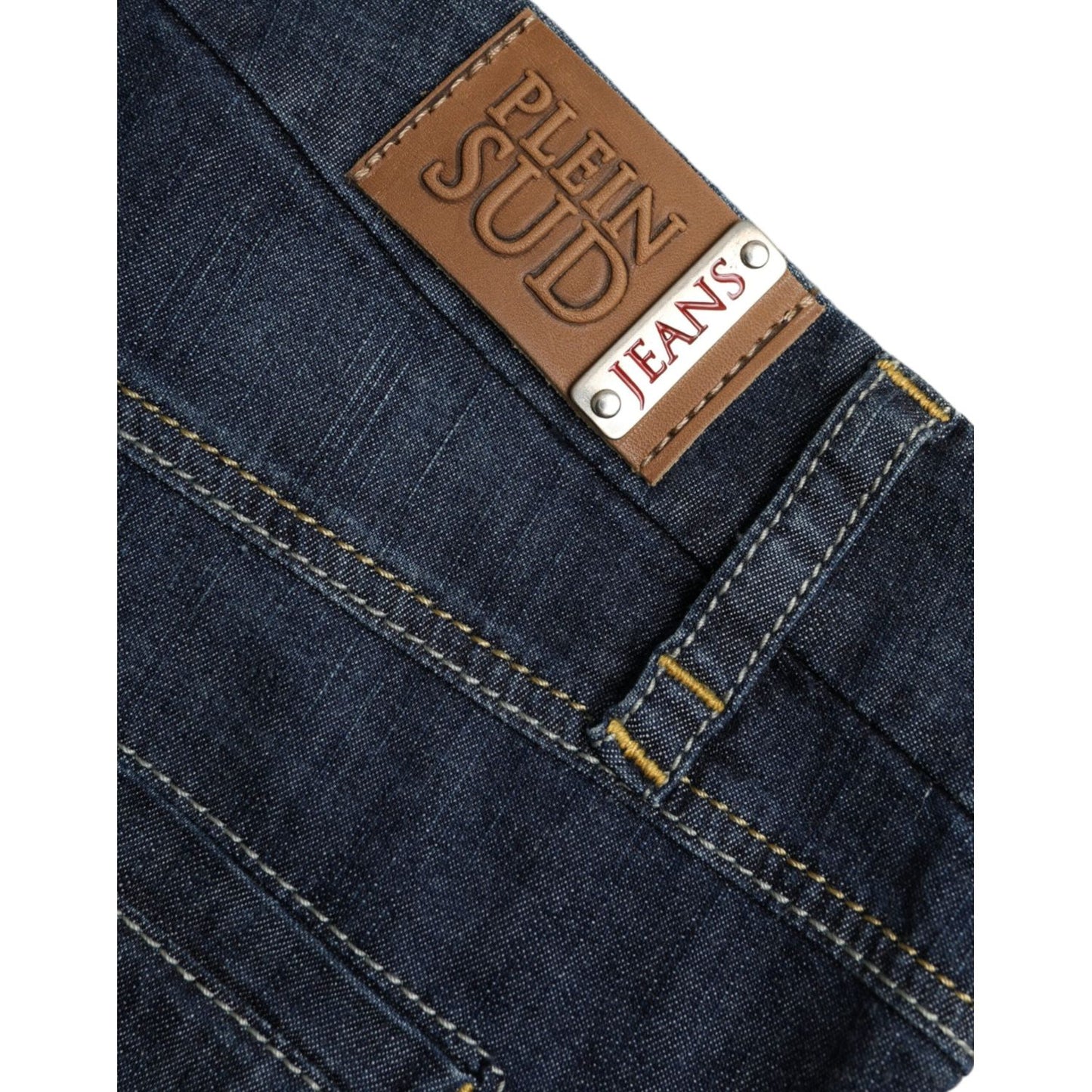 PLEIN SUD Dark Blue Cotton Bootcut Denim Jeans PAN74365-46