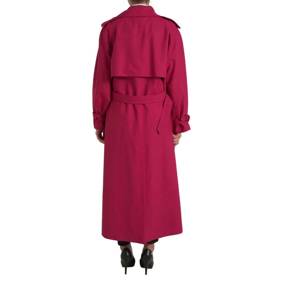 Dolce & Gabbana Dark Pink Double Breasted Trench Coat Jacket 1728,67345645728,Clothing,Dolce & Gabbana,Full-Length Jackets - Jackets & Coats - Clothing,IT40|S,Jackets & Coats - Clothing,Jackets & Coats - Women - Clothing,Material: 55% Polyester 45% Virgin