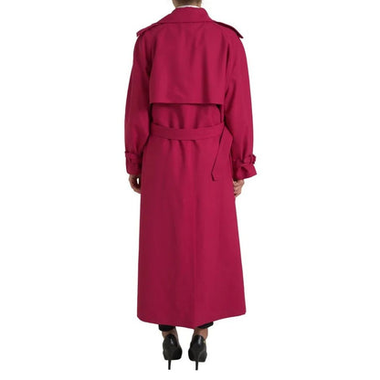 Dolce & Gabbana Dark Pink Double Breasted Trench Coat Jacket 1728,67345645728,Clothing,Dolce & Gabbana,Full-Length Jackets - Jackets & Coats - Clothing,IT40|S,Jackets & Coats - Clothing,Jackets & Coats - Women - Clothing,Material: 55% Polyester 45% Virgin