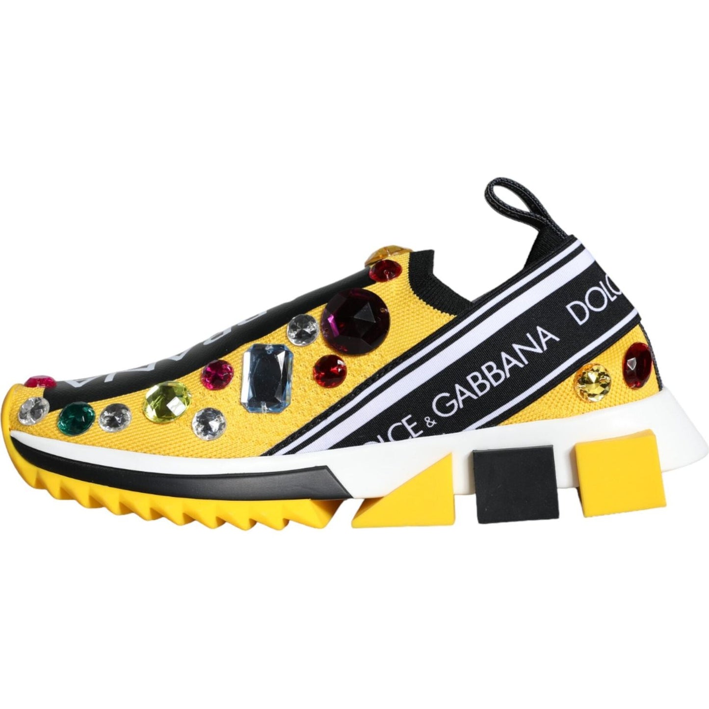 Dolce & Gabbana Yellow Sorrento Crystals Sneakers Womens Shoes LA11276-37