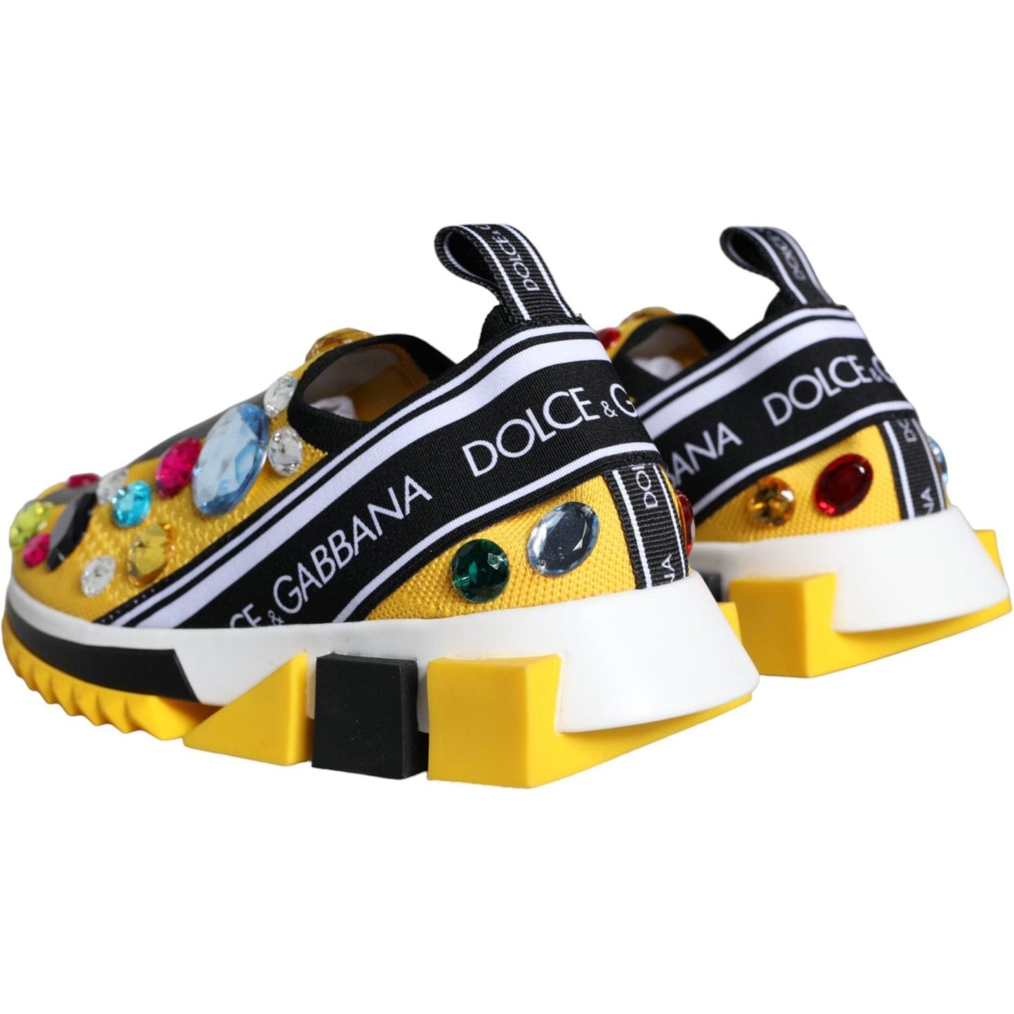 Dolce & Gabbana Yellow Sorrento Crystals Sneakers Womens Shoes LA11276-37