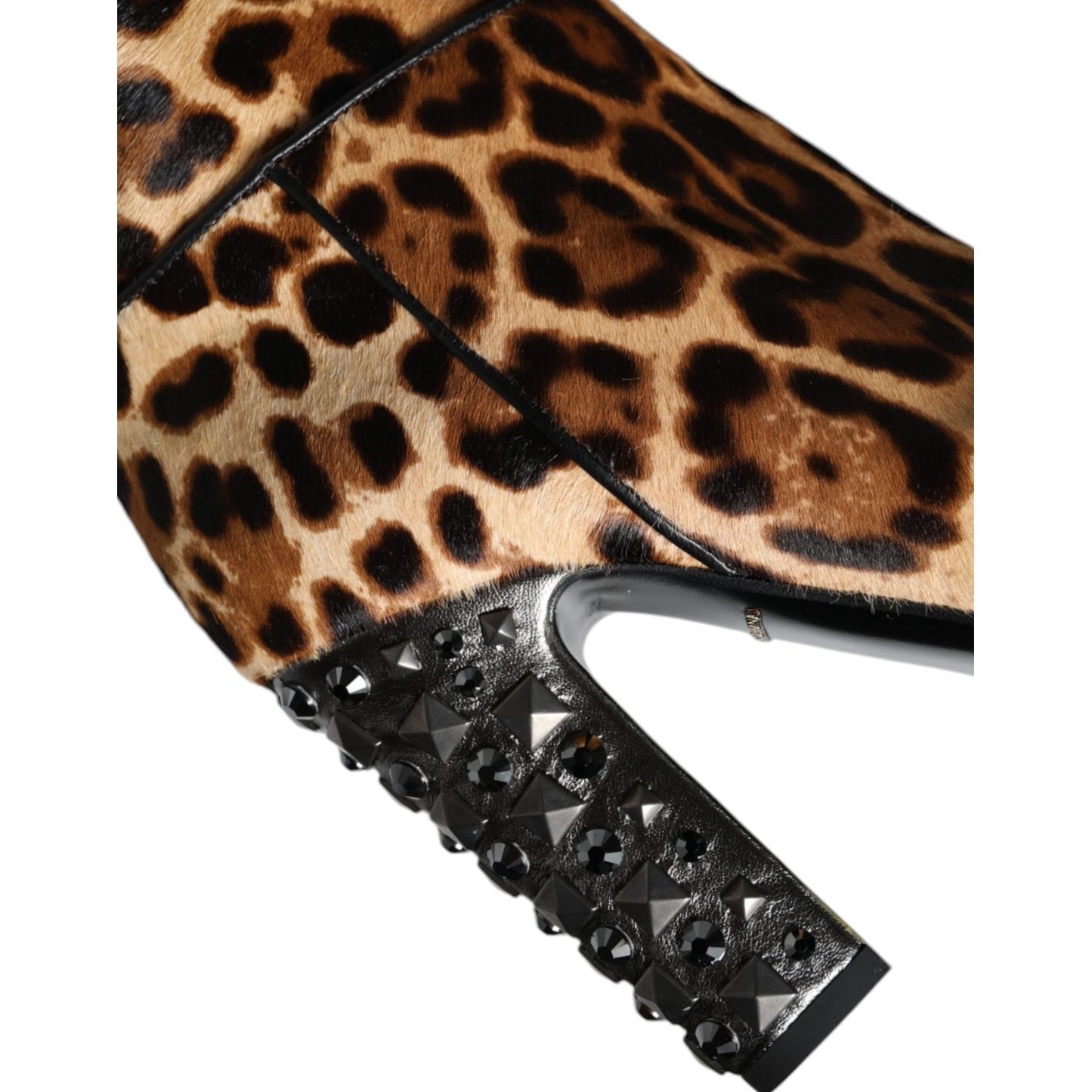 Dolce & Gabbana Beige Black Leopard Knee High Boots Shoes LA11526-37