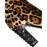 Dolce & Gabbana Beige Black Leopard Knee High Boots Shoes LA11526-37
