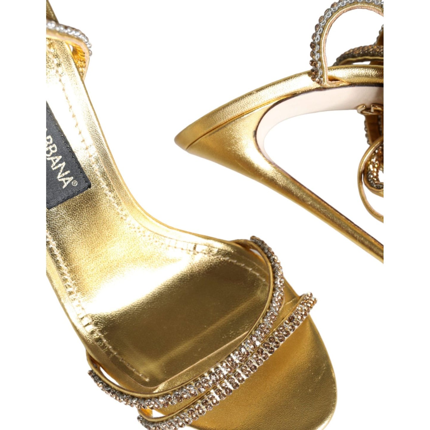 Dolce & Gabbana Gold Crystals Keira Heels Sandals Shoes LA11356-39.5