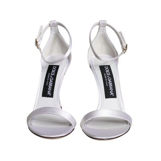 Dolce & Gabbana White KEIRA Heels Ankle Strap Sandals Shoes