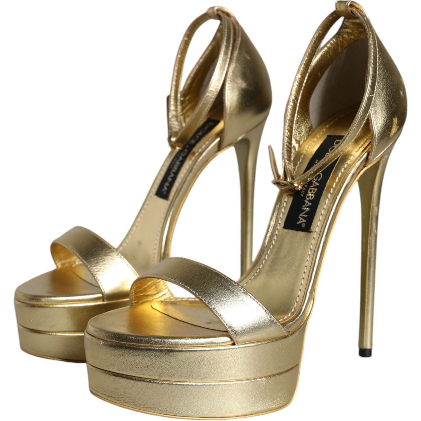 Dolce & Gabbana Gold Leather Platform Keira Sandals Shoes LA11422-38