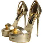 Dolce & Gabbana Gold Leather Platform Keira Sandals Shoes LA11422-38