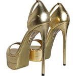 Dolce & Gabbana Gold Leather Platform Keira Sandals Shoes LA11422-38