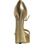 Dolce & Gabbana Gold Leather Platform Keira Sandals Shoes LA11422-38