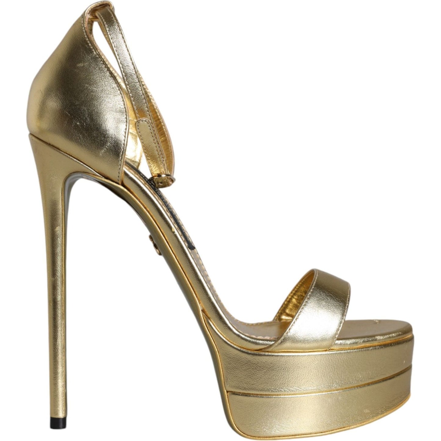 Dolce & Gabbana Gold Leather Platform Keira Sandals Shoes LA11422-38