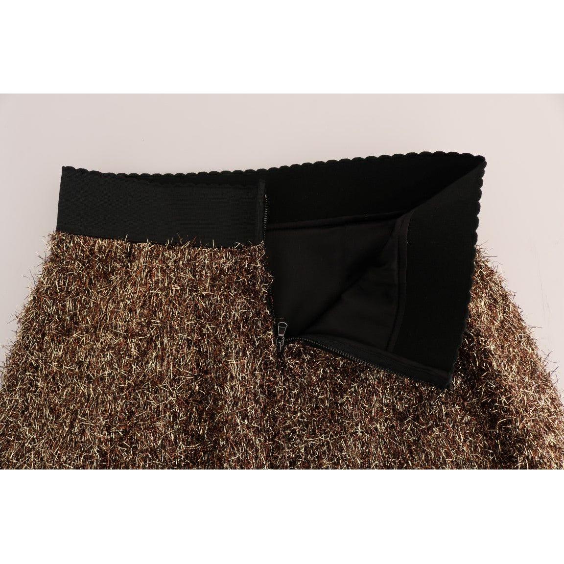 Dolce & Gabbana Gold Black Short Mini Skirt 10% Silk,1728,23% PL,49% Wool,67345645728,Clothing,Dolce & Gabbana,Gold,IT38|XS,Material: 18% PA,Mini - Skirts - Clothing,New with tags,Skirts - Clothing,Skirts - Women - Clothing,Women,Women - Clothing