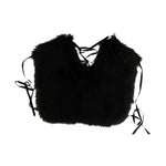 Dolce & Gabbana Elegant Black Silver Fox Fur Wrap Scarf Fur Scarves Dolce & Gabbana Black