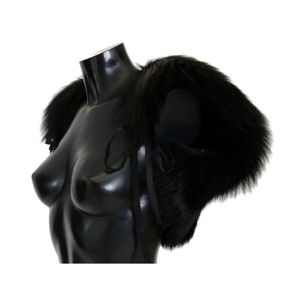 Dolce & Gabbana Black Silver Fox Fur Scarf1728,5% Silk,67345645728,Accessories,Black,Dolce & Gabbana,IT40|S,IT44 | L,Material: 95% Silver Fox Fur,New with tags,Scarves - Accessories,Scarves - Scarves - Accessories,Scarves - Women - Accessories,Women,Women
