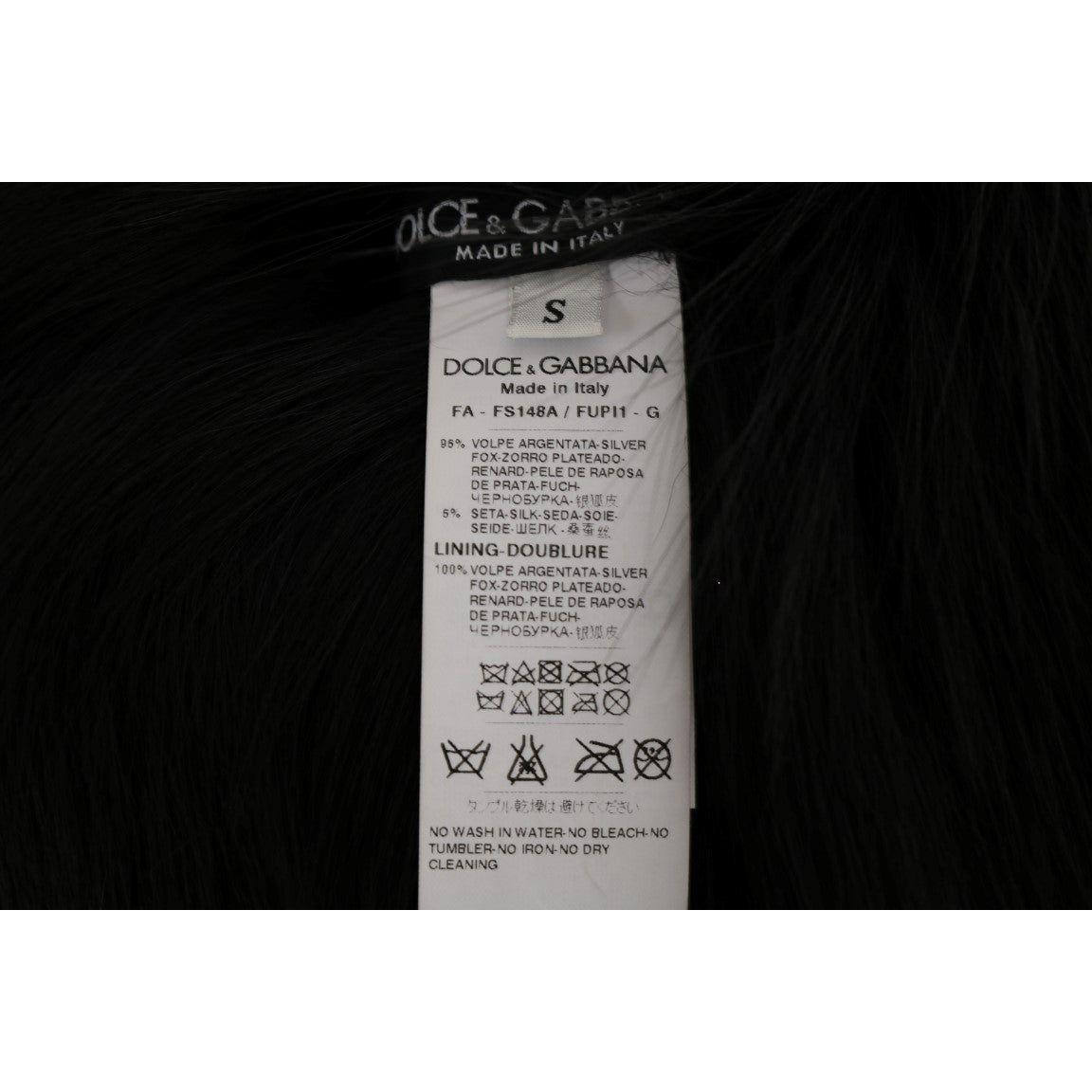 Dolce & Gabbana Black Silver Fox Fur Scarf1728,5% Silk,67345645728,Accessories,Black,Dolce & Gabbana,IT40|S,IT44 | L,Material: 95% Silver Fox Fur,New with tags,Scarves - Accessories,Scarves - Scarves - Accessories,Scarves - Women - Accessories,Women,Women