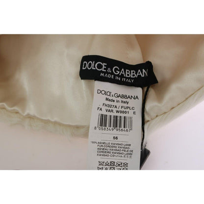 Dolce & Gabbana White Xiangao Lamb Fur Beanie 1728,56 cm|XS,67345645728,Accessories,Beanie - Hats - Accessories,Dolce & Gabbana,Hats - Accessories,Hats - Women - Accessories,Material: 100% Xiangao Lamb Fur,New with tags,White,Women,Women - Accessories