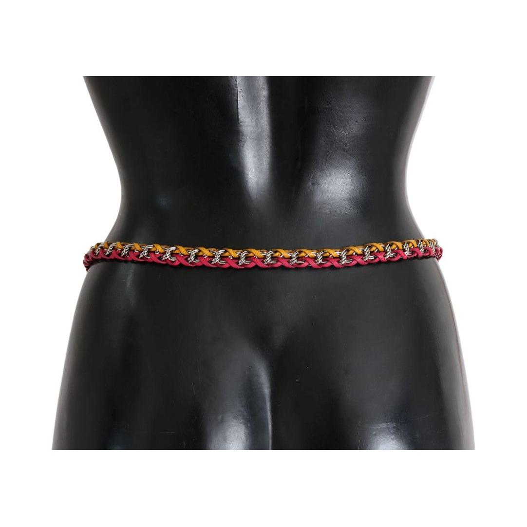 Dolce & Gabbana Red Yellow Leather Crystal Belt 1728,45% Brass,5% Crystal,67345645728,Accessories,Belts - Accessories,Belts - Women - Accessories,Dolce & Gabbana,High-Waist Belts - Belts - Accessories,M,Material: 50% Leather,Multicolor,New with tags,S,Thi