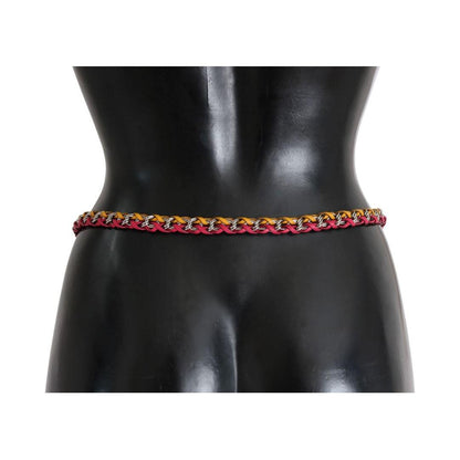 Dolce & Gabbana Red Yellow Leather Crystal Belt 1728,45% Brass,5% Crystal,67345645728,Accessories,Belts - Accessories,Belts - Women - Accessories,Dolce & Gabbana,High-Waist Belts - Belts - Accessories,M,Material: 50% Leather,Multicolor,New with tags,S,Thi