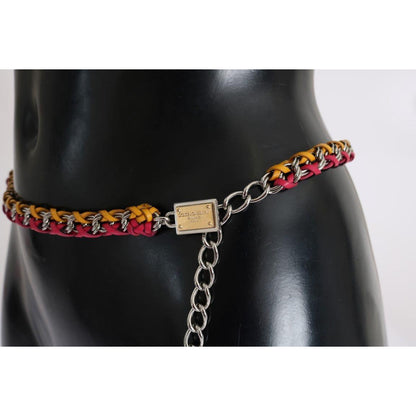 Dolce & Gabbana Red Yellow Leather Crystal Belt 1728,45% Brass,5% Crystal,67345645728,Accessories,Belts - Accessories,Belts - Women - Accessories,Dolce & Gabbana,High-Waist Belts - Belts - Accessories,M,Material: 50% Leather,Multicolor,New with tags,S,Thi