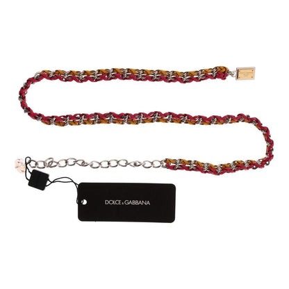 Dolce & Gabbana Red Yellow Leather Crystal Belt 1728,45% Brass,5% Crystal,67345645728,Accessories,Belts - Accessories,Belts - Women - Accessories,Dolce & Gabbana,High-Waist Belts - Belts - Accessories,M,Material: 50% Leather,Multicolor,New with tags,S,Thi