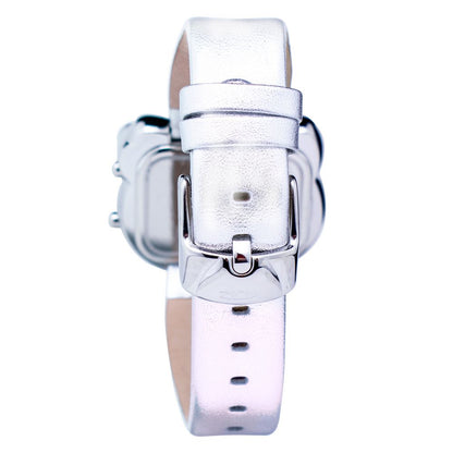 Chronotech Silver Leather Digital Watch 1728,67434610848,Accessories,Chronotech,Digital Watches - Watches - Accessories,New with tags,Silver,Watches - Accessories,Women