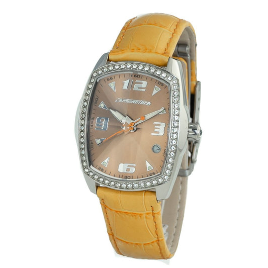 Chronotech Orange Leather Dress Watch 1728,67434610848,Accessories,Chronotech,Dress Watches - Watches - Accessories,New with tags,Orange,Watches - Accessories,Women