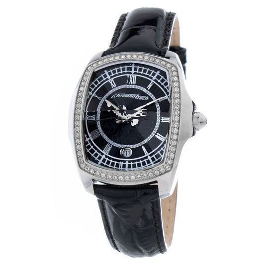 Chronotech Black Leather Dress Watch 1728,67434610848,Accessories,Black,Chronotech,Dress Watches - Watches - Accessories,New with tags,Watches - Accessories,Women