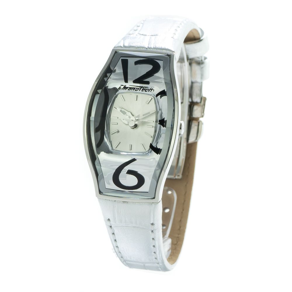 Chronotech Silver Leather Dress Watch 1728,67434610848,Accessories,Chronotech,Dress Watches - Watches - Accessories,New with tags,Silver,Watches - Accessories,Women