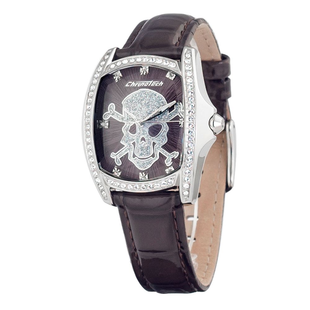 Chronotech Black Leather Dress Watch