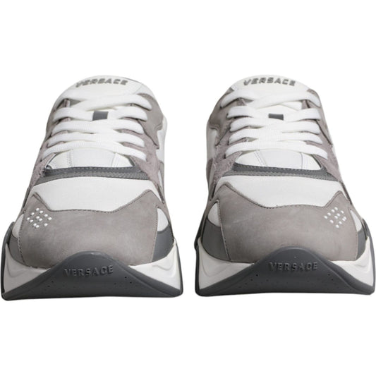 Versace Grey Leather Neoprene Chunky Low Top Squalo Sneakers Shoes MV6390-43