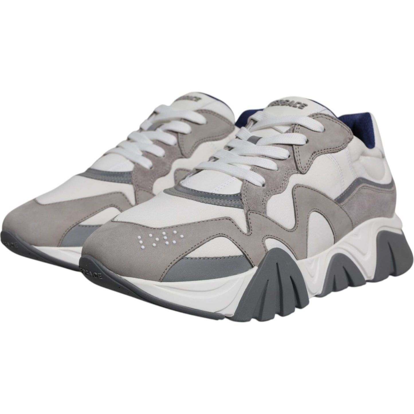 Versace Grey Leather Neoprene Chunky Low Top Squalo Sneakers Shoes MV6390-43