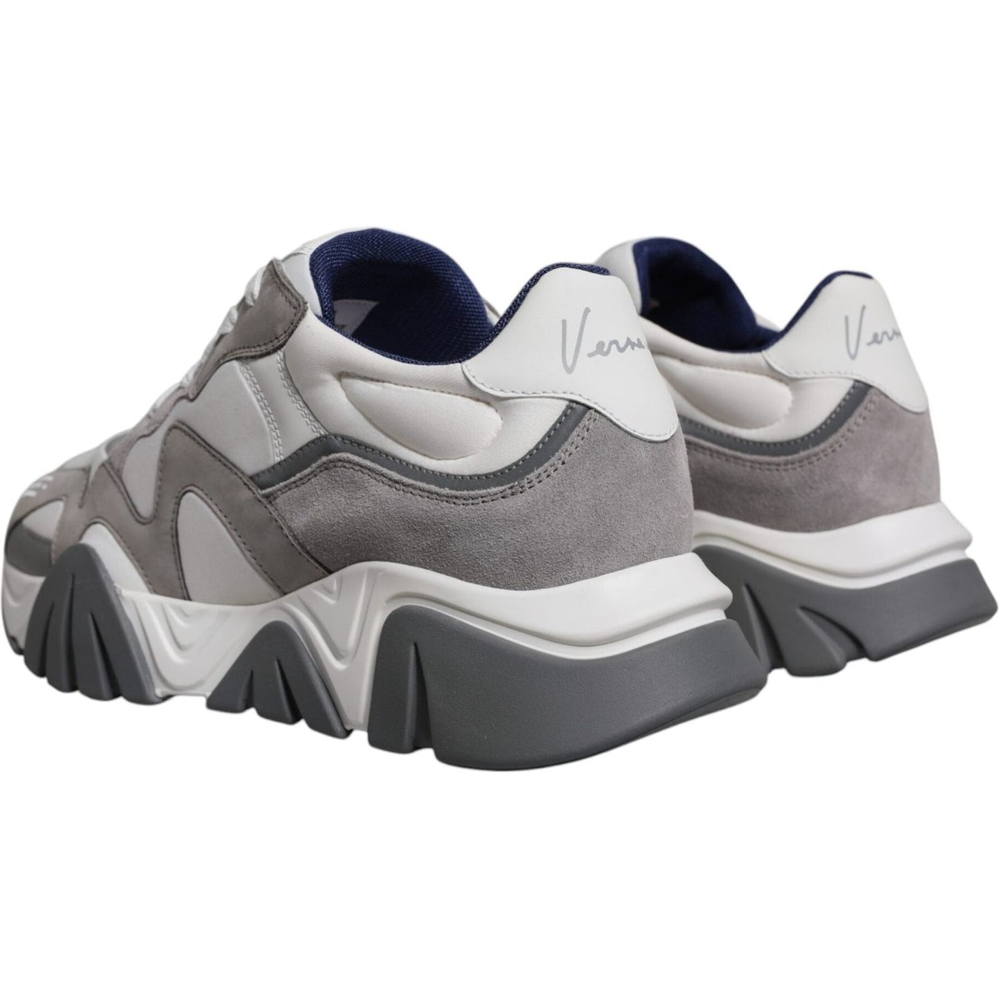 Versace Grey Leather Neoprene Chunky Low Top Squalo Sneakers Shoes MV6390-43