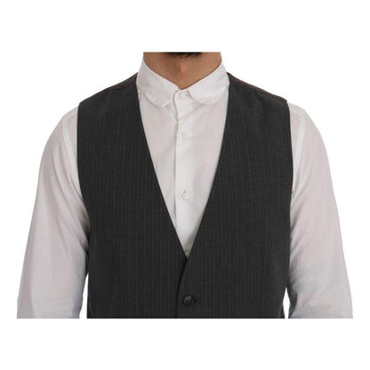 Dolce & Gabbana Gray STAFF Cotton Striped Vest1728,20% Viscose,67345645728,Clothing,Dolce & Gabbana,Gray,IT50 | L,Material: 80% Cotton,Men,Men - Clothing,New with tags,Suits & Blazers - Clothing,Vests - Men - Clothing,Waistcoats - Suits & Blazers - Clothi