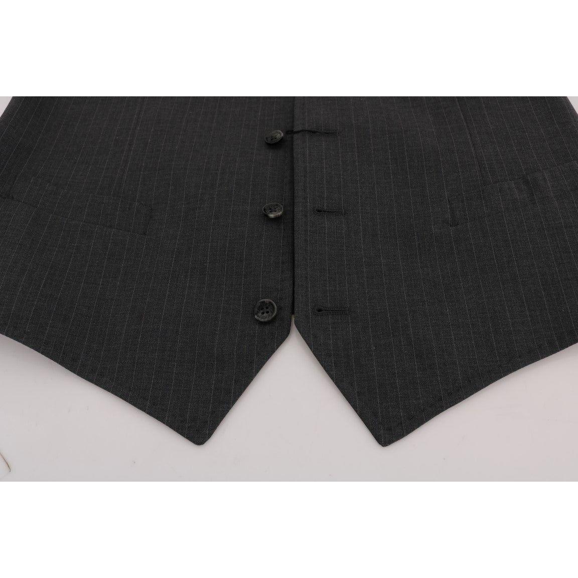 Dolce & Gabbana Gray STAFF Cotton Striped Vest1728,20% Viscose,67345645728,Clothing,Dolce & Gabbana,Gray,IT50 | L,Material: 80% Cotton,Men,Men - Clothing,New with tags,Suits & Blazers - Clothing,Vests - Men - Clothing,Waistcoats - Suits & Blazers - Clothi