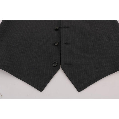 Dolce & Gabbana Gray STAFF Cotton Striped Vest1728,20% Viscose,67345645728,Clothing,Dolce & Gabbana,Gray,IT50 | L,Material: 80% Cotton,Men,Men - Clothing,New with tags,Suits & Blazers - Clothing,Vests - Men - Clothing,Waistcoats - Suits & Blazers - Clothi