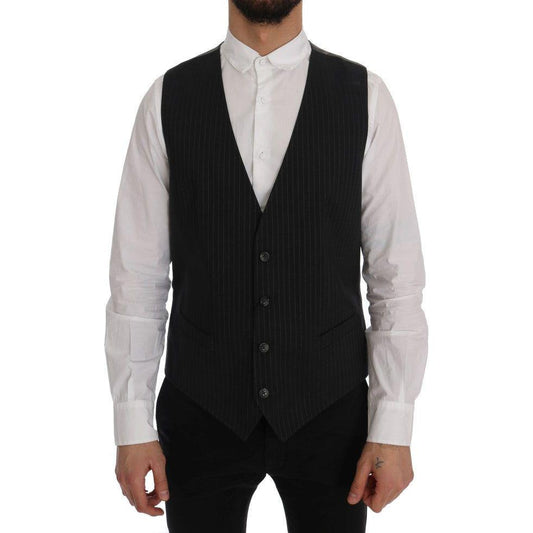 Dolce & Gabbana Gray STAFF Cotton Striped Vest1728,20% Viscose,67345645728,Clothing,Dolce & Gabbana,Gray,IT50 | L,Material: 80% Cotton,Men,Men - Clothing,New with tags,Suits & Blazers - Clothing,Vests - Men - Clothing,Waistcoats - Suits & Blazers - Clothi