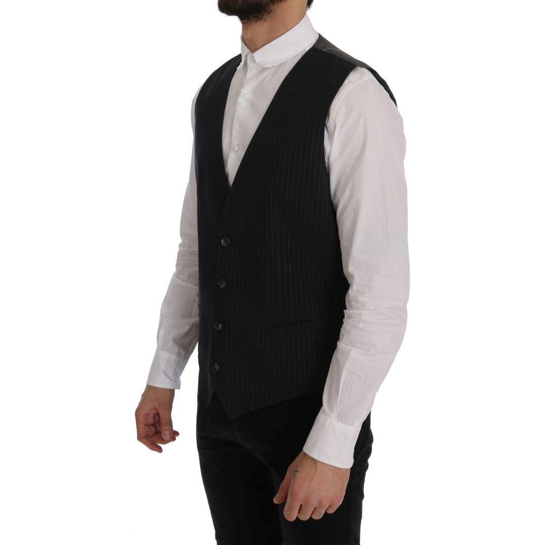 Dolce & Gabbana Gray STAFF Cotton Striped Vest1728,20% Viscose,67345645728,Clothing,Dolce & Gabbana,Gray,IT50 | L,Material: 80% Cotton,Men,Men - Clothing,New with tags,Suits & Blazers - Clothing,Vests - Men - Clothing,Waistcoats - Suits & Blazers - Clothi