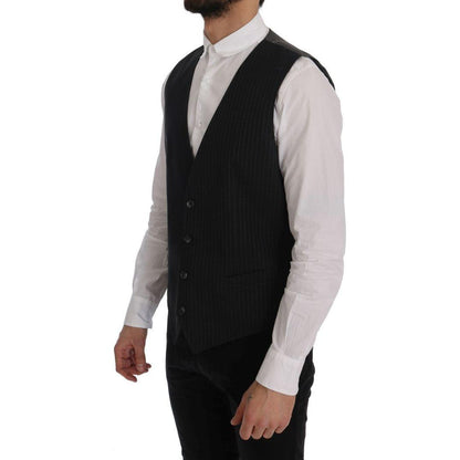 Dolce & Gabbana Gray STAFF Cotton Striped Vest1728,20% Viscose,67345645728,Clothing,Dolce & Gabbana,Gray,IT50 | L,Material: 80% Cotton,Men,Men - Clothing,New with tags,Suits & Blazers - Clothing,Vests - Men - Clothing,Waistcoats - Suits & Blazers - Clothi