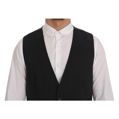 Dolce & Gabbana Gray STAFF Cotton Striped Vest1728,20% Viscose,67345645728,Clothing,Dolce & Gabbana,Gray,IT50 | L,Material: 80% Cotton,Men,Men - Clothing,New with tags,Suits & Blazers - Clothing,Vests - Men - Clothing,Waistcoats - Suits & Blazers - Clothi