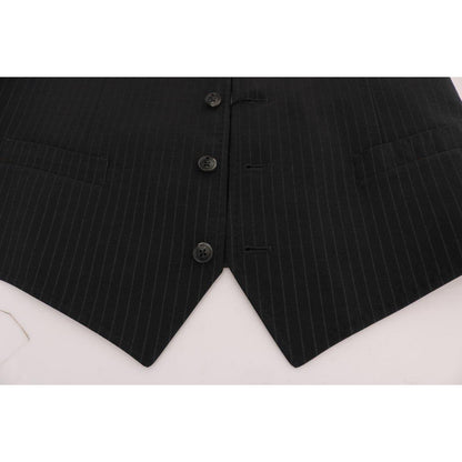 Dolce & Gabbana Gray STAFF Cotton Striped Vest1728,20% Viscose,67345645728,Clothing,Dolce & Gabbana,Gray,IT50 | L,Material: 80% Cotton,Men,Men - Clothing,New with tags,Suits & Blazers - Clothing,Vests - Men - Clothing,Waistcoats - Suits & Blazers - Clothi