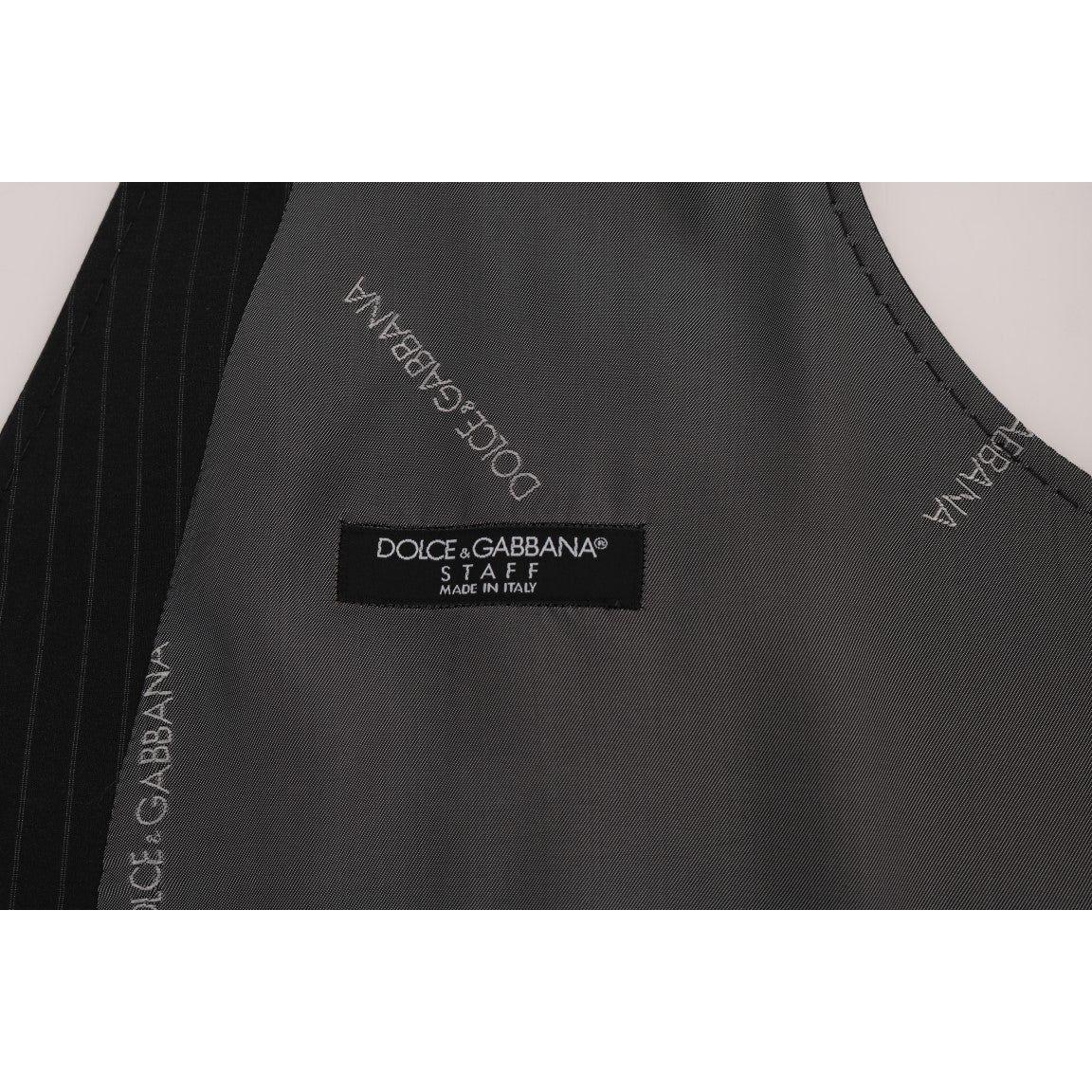 Dolce & Gabbana Gray STAFF Cotton Striped Vest1728,20% Viscose,67345645728,Clothing,Dolce & Gabbana,Gray,IT50 | L,Material: 80% Cotton,Men,Men - Clothing,New with tags,Suits & Blazers - Clothing,Vests - Men - Clothing,Waistcoats - Suits & Blazers - Clothi