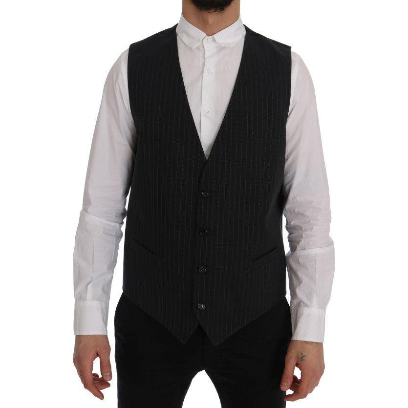 Dolce & Gabbana Gray STAFF Cotton Striped Vest 1728,20% Viscose,67345645728,Clothing,Dolce & Gabbana,Gray,IT52 | XL,Material: 80% Cotton,Men,Men - Clothing,New with tags,Suits & Blazers - Clothing,Vests - Men - Clothing,Waistcoats - Suits & Blazers - Clot