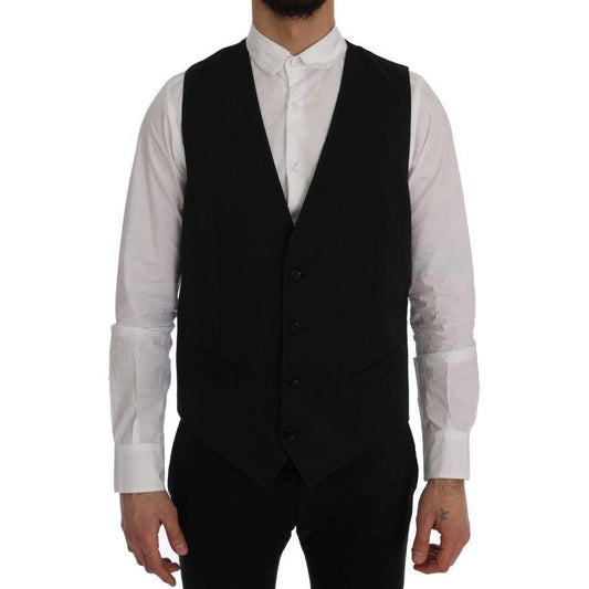 Dolce & Gabbana Black STAFF Cotton Vest1728,20% Viscose,67345645728,Black,Clothing,Dolce & Gabbana,IT50 | L,IT52 | XL,Material: 80% Cotton,Men,Men - Clothing,New with tags,Suits & Blazers - Clothing,Vests - Men - Clothing,Waistcoats - Suits & Blazers - Cl